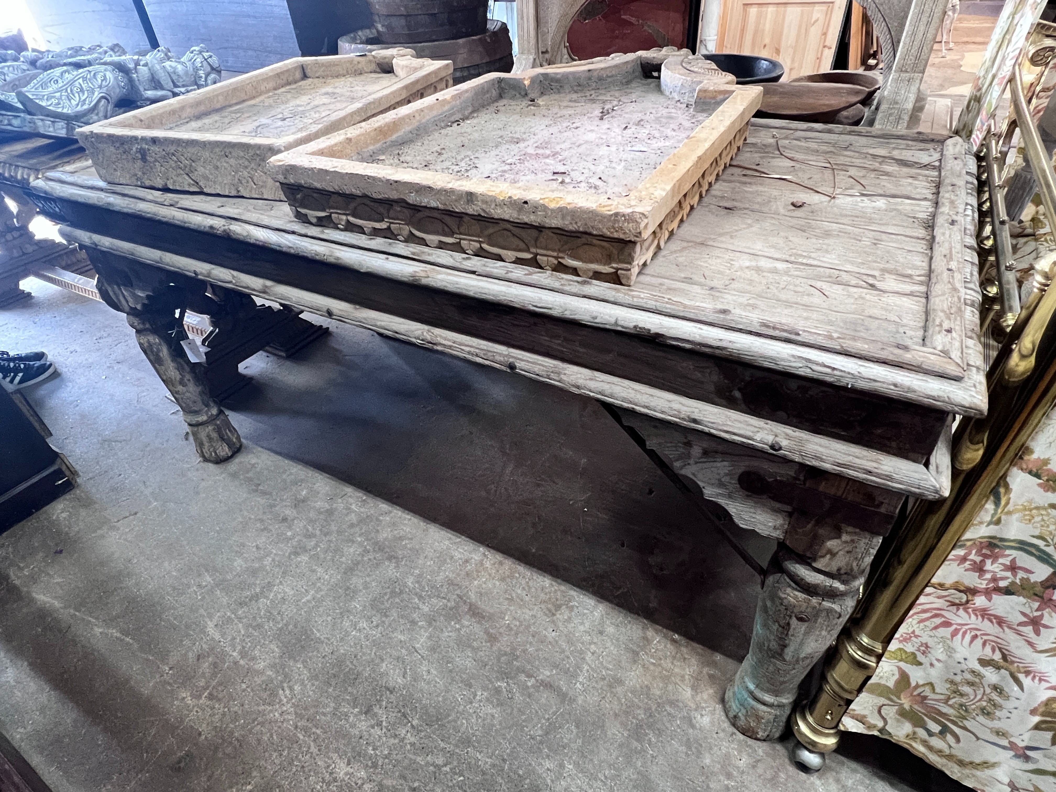 An Indonesian bleached hardwood serving table, length 180cm, depth 96cm, height 87cm